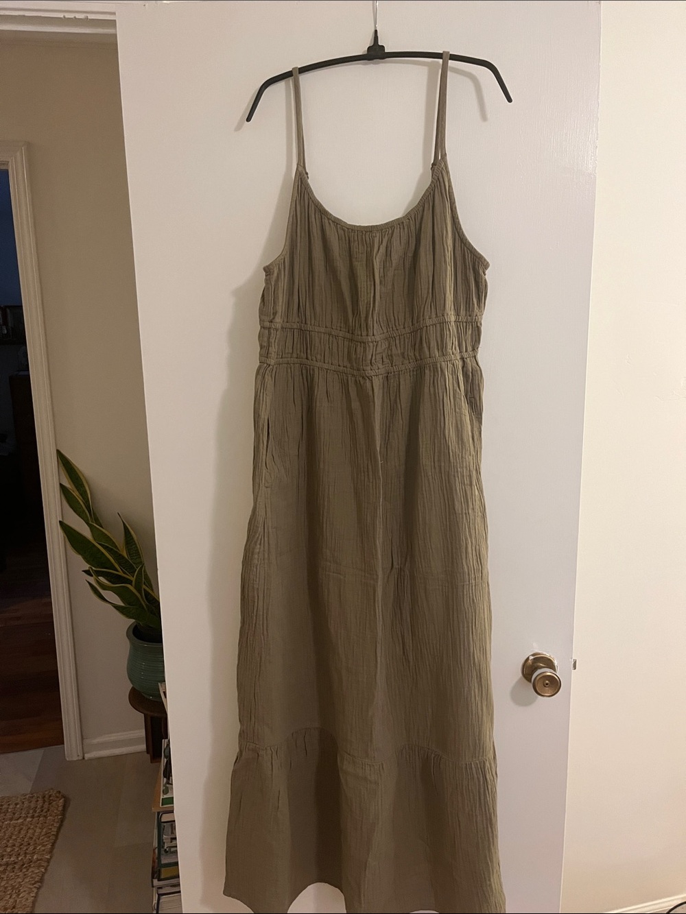Pact Women’s Olive Green Maxi Sundress with Spaghetti Straps - Picture 3 of 10